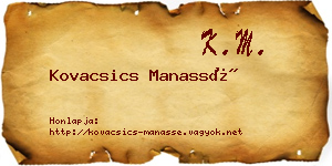 Kovacsics Manassé névjegykártya
